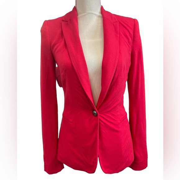 Zara Hot Pink Fitted Blazer XS Single Button Tailored Workwear Jacket - Picture 3 of 11